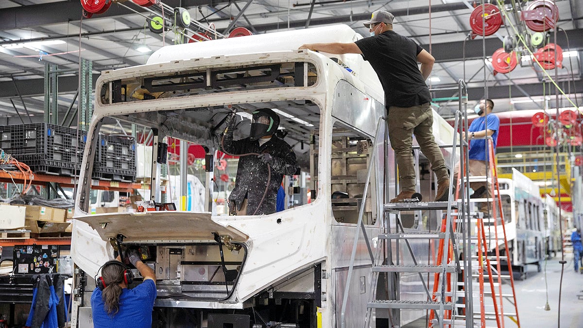 BYD bus in Calif plant